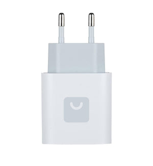 Weisser Stecker mit grauem Novistore Logo