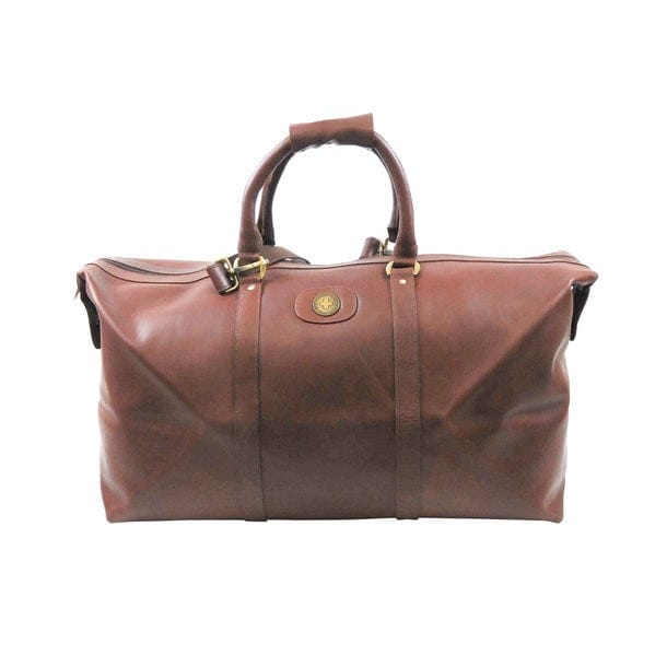 Braune Lederreisetasche mit goldenen Details