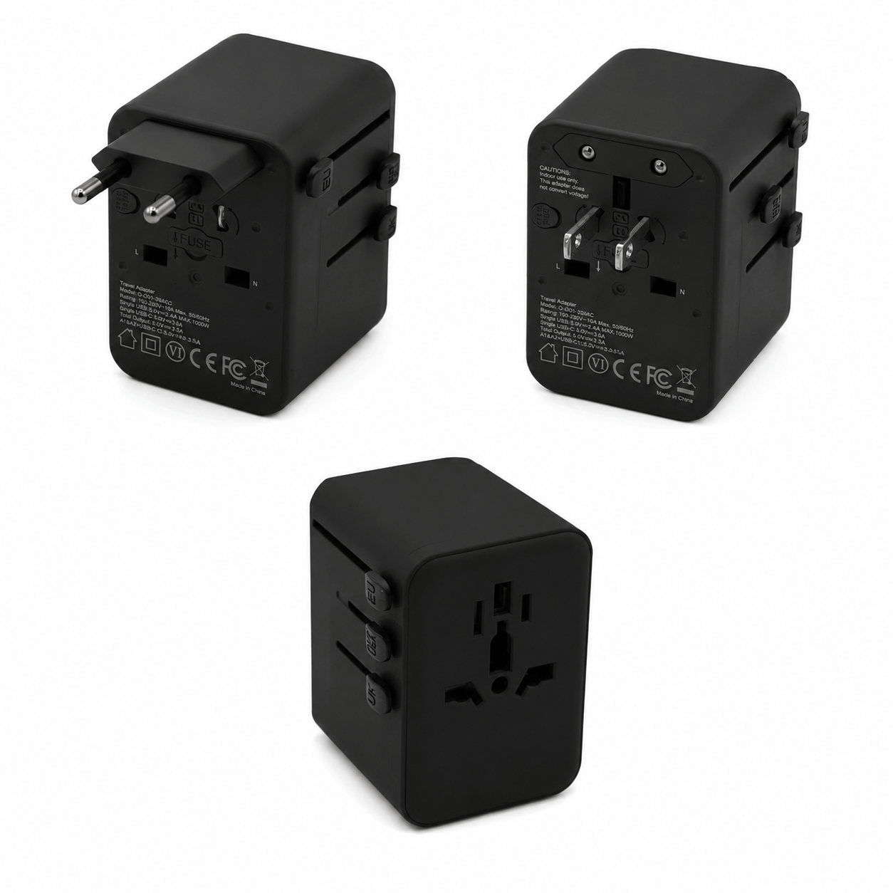Adattatore da viaggio Kolumbus 4-in-1 - 150+ paesi, 2x USB-A e 2x USB-C, CE/RoHS - Usato