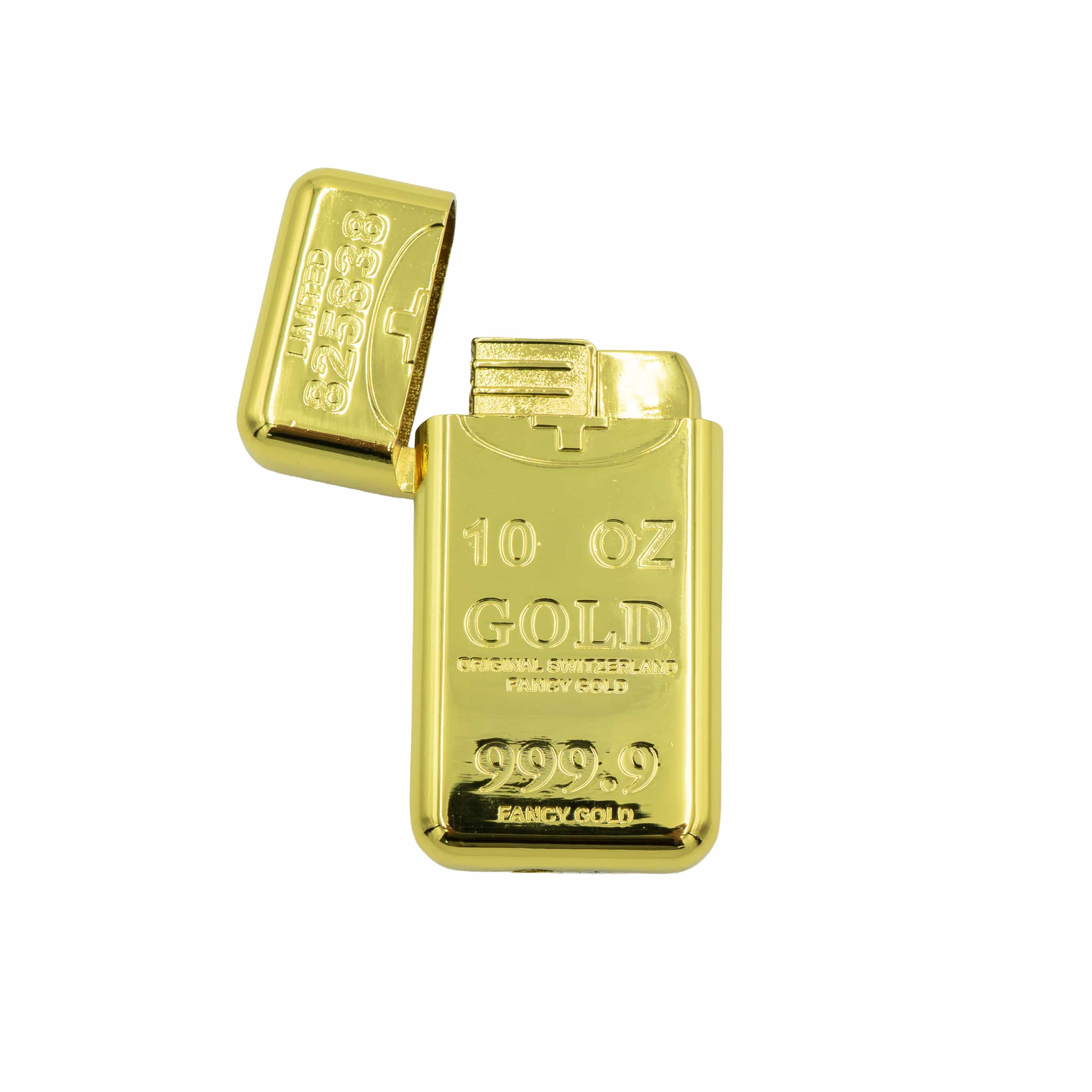 Accendino a forma di lingotto d'oro con confezione regalo