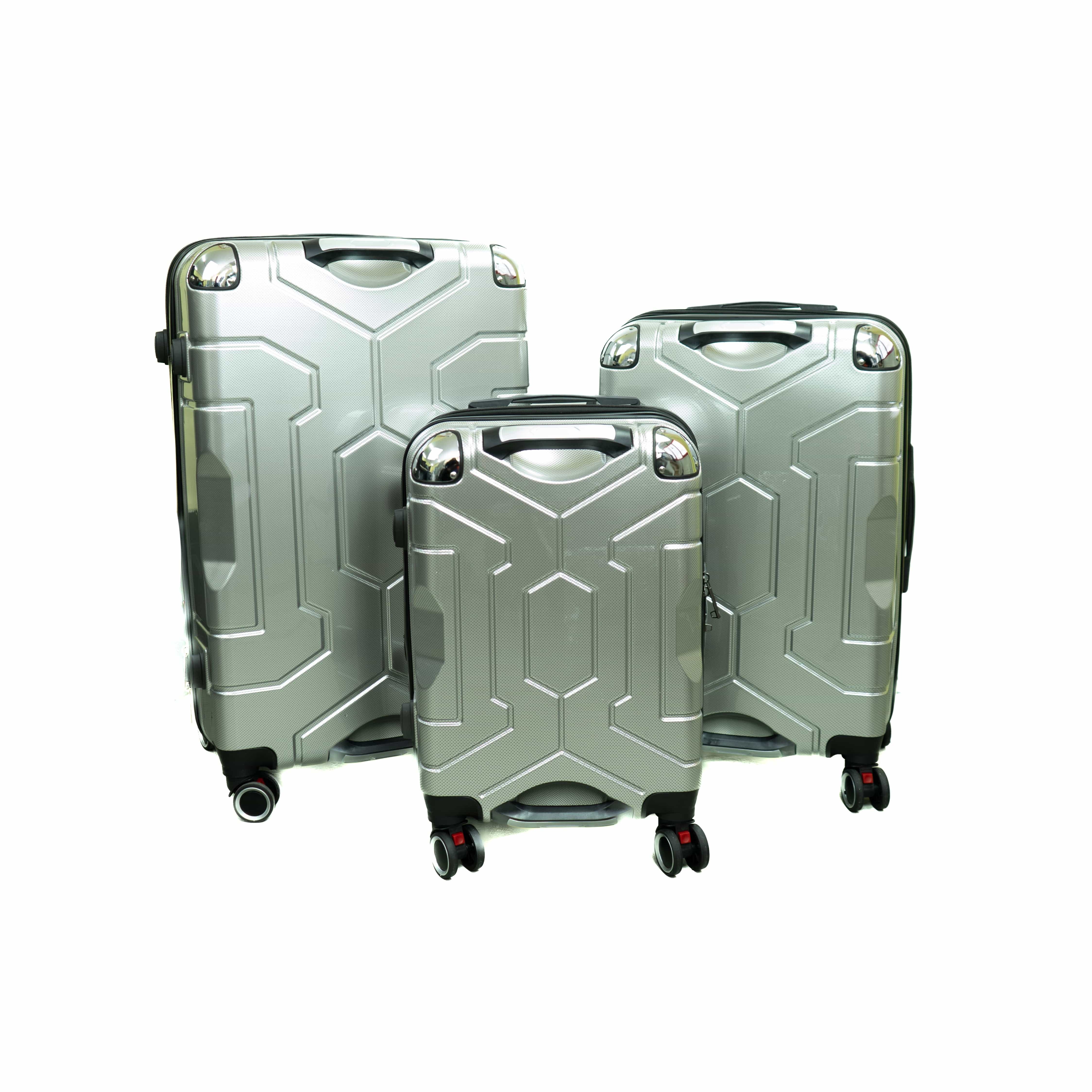 Manhattan Kofferset 3-in-1 – 20" / 24" / 28", Mehrere Griffe & Robust in Silber