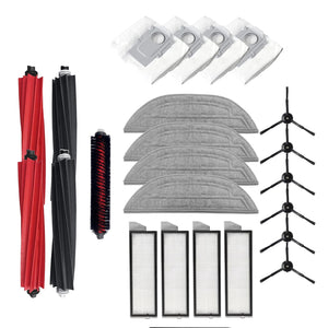 Zubehör-Set für Staubsaugroboter (Max) mit vier Bürsten, vier Filtern, sechs Seitenbürsten, vier Staubbehältern, vier Mopps und einer Schnellreinigungsbürste