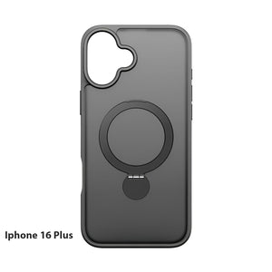 Graue iPhone-Hülle mit rundem, einklappbarem Ständer für das iPhone 16 Plus