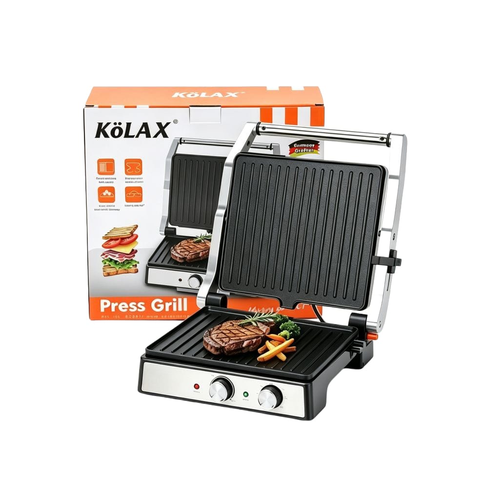 KöLAX Press Grill XL – Kontaktgrill mit Doppel-Grillfläche, 2000W