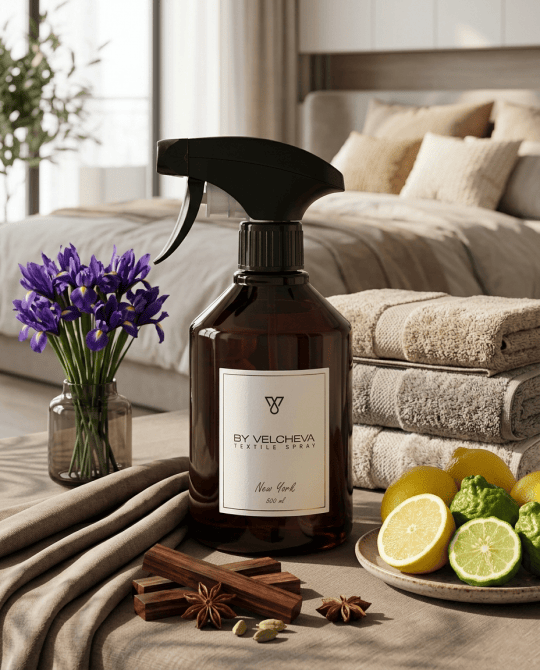 By Velcheva Spray tessuti New York – 500 ml, Agrumi, Iris e Muschio