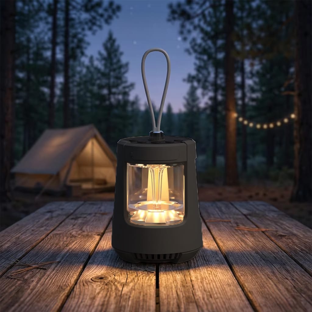 Campinglampe mit Bluetooth Speaker 2-in-1 – LED Outdoor Licht & Lautsprecher