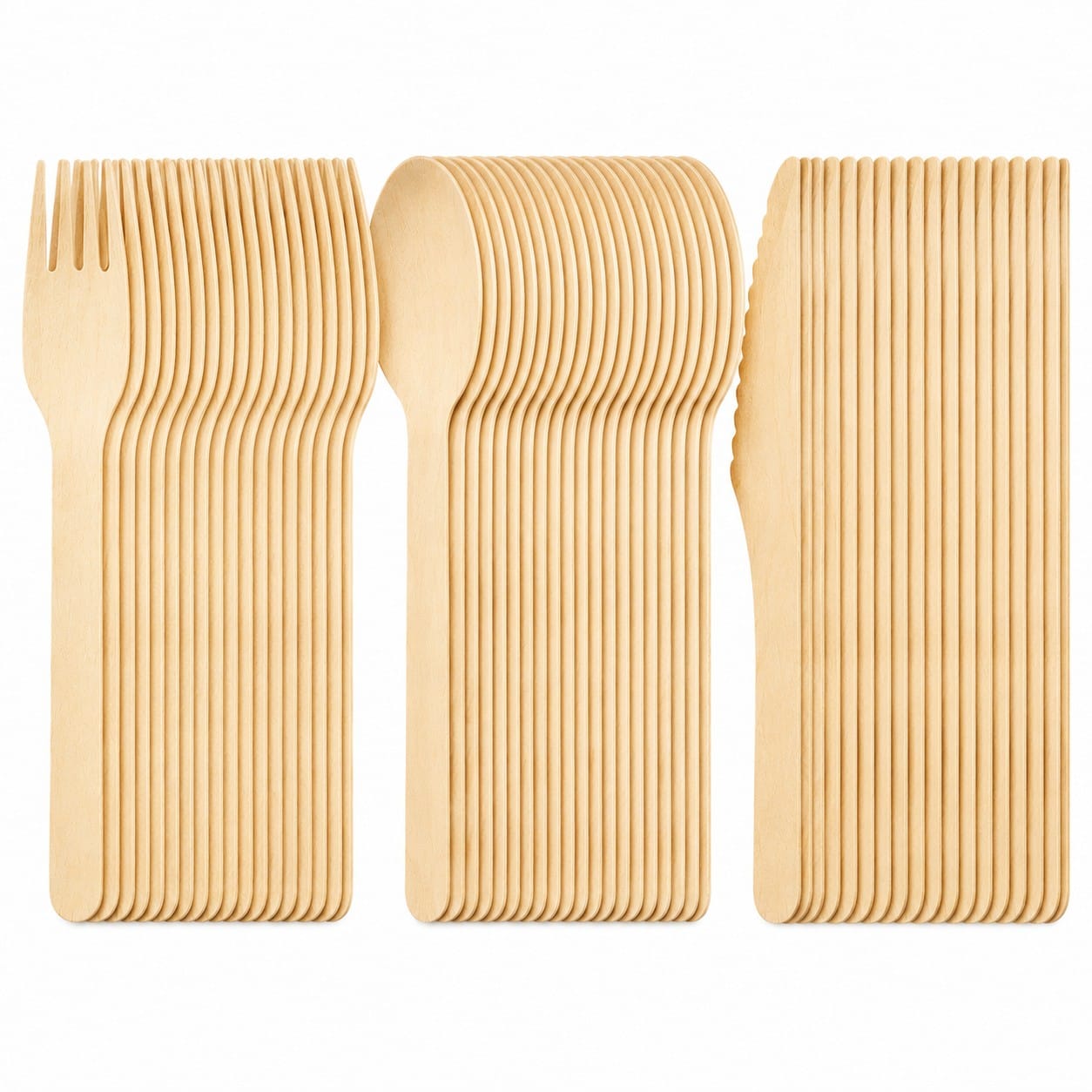 Nachhaltiges Holz-Besteck Set – 150-teilig für Events, Partys & Gastronomie