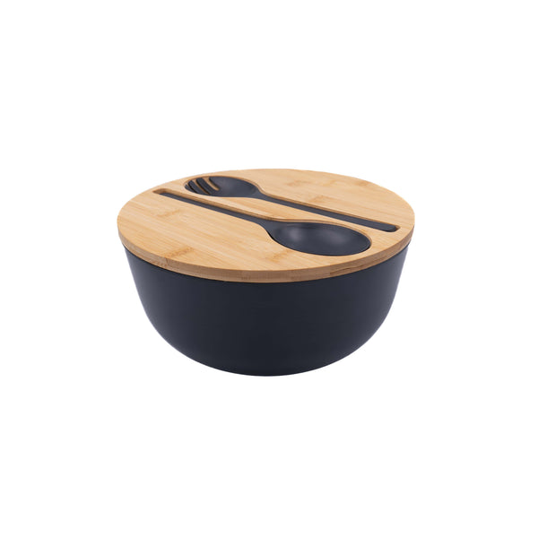 Sally Bowl Salatschüssel mit Besteck und Holzdeckel