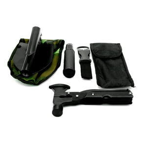 Zusammenklappbare Schaufel, Gurtband Flaschenhalter, Axt und kleine Tasche