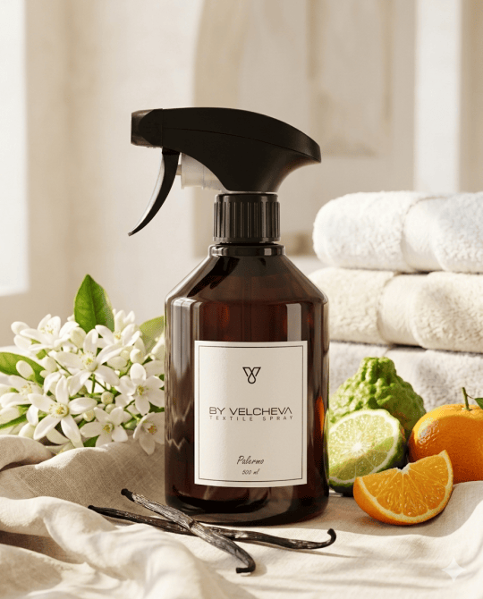By Velcheva Spray tessuti Palermo – 500 ml, Bergamotto, Gelsomino e Vaniglia