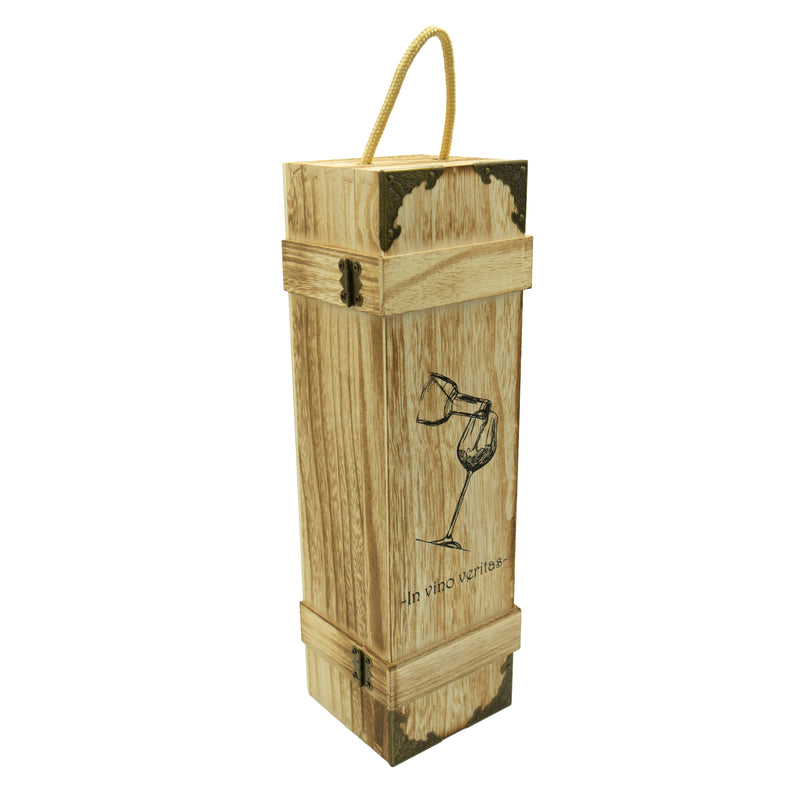 Weinkiste aus Holz für 1 Flasche «In vino veritas»